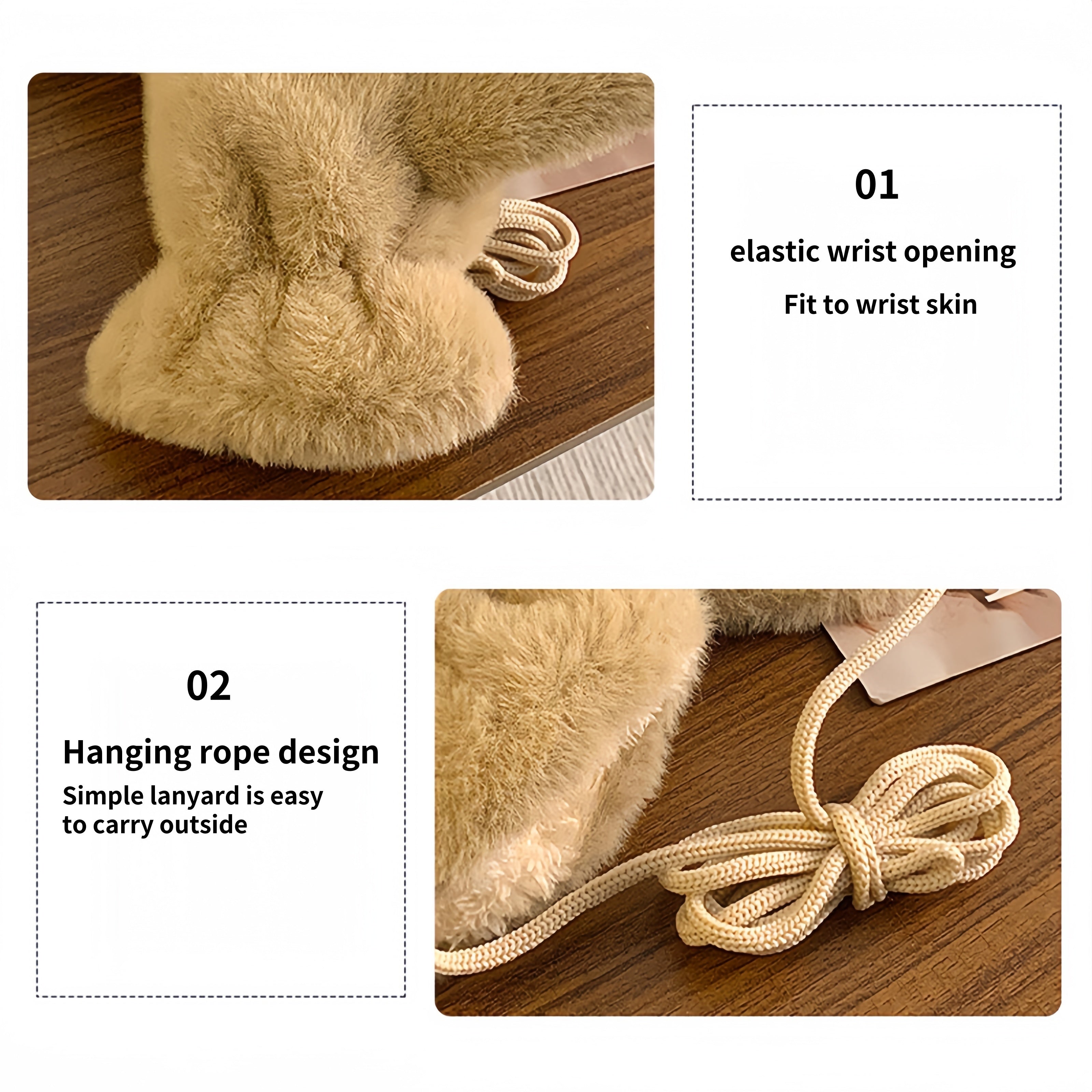 Cozy Cat Paw Plush Mittens - Ultra-Warm, Windproof Thick Fleece Gloves with Cute Animal Design for Cycling, Skiing & Outdoor Activities, White with Brown Accents